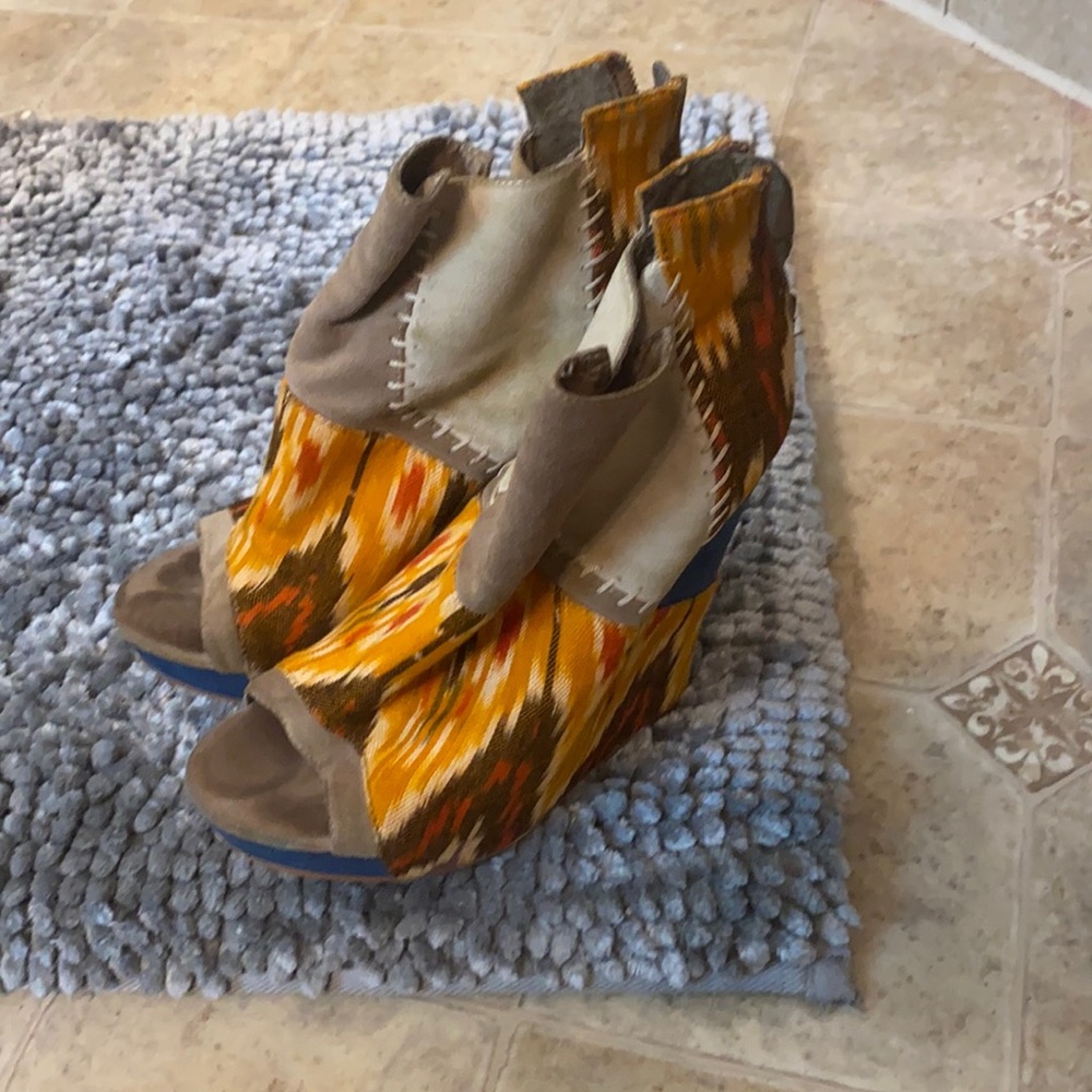 ALDO Trubal Print and Suede Patchwork wedge bootie